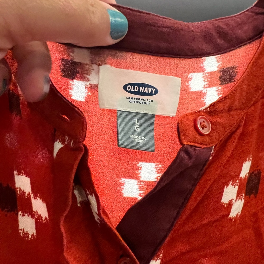 NWT Long Sleeved Old Navy High-Lo Red Shirt Dress; Size Large Old Navy Red Dress - Picture 8 of 10